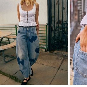 Free People We the free mid-rise good luck heart jeans size 24
